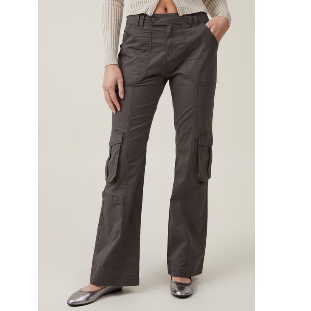 Cotton On Black Flare Cargo Pants Grudge Emo‎ Streetwear Cotton Women's US 2